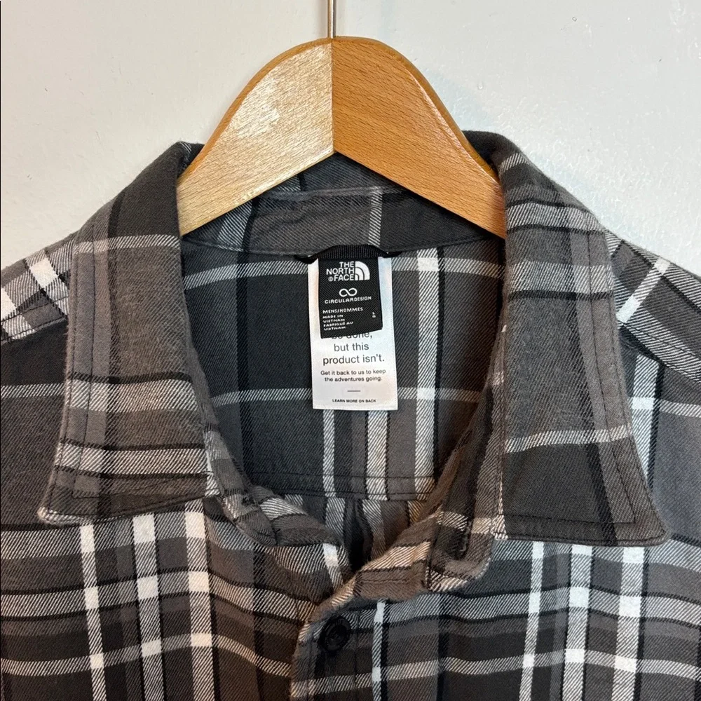 The North Face Arroyo Men's Large Long-Sleeve Flannel Shirt Gray‎ Plaid